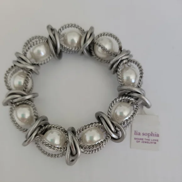 Lia Sophia Silver Bracelet with White Accents - Picture 1 of 1